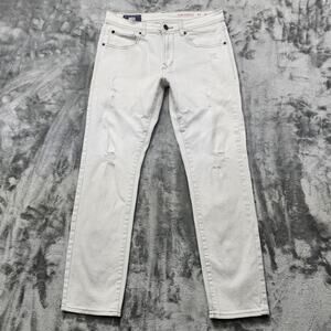 MBX Jeans Mens W30/L28* White Gray Distressed Slim Straight Stretch Denim Casual